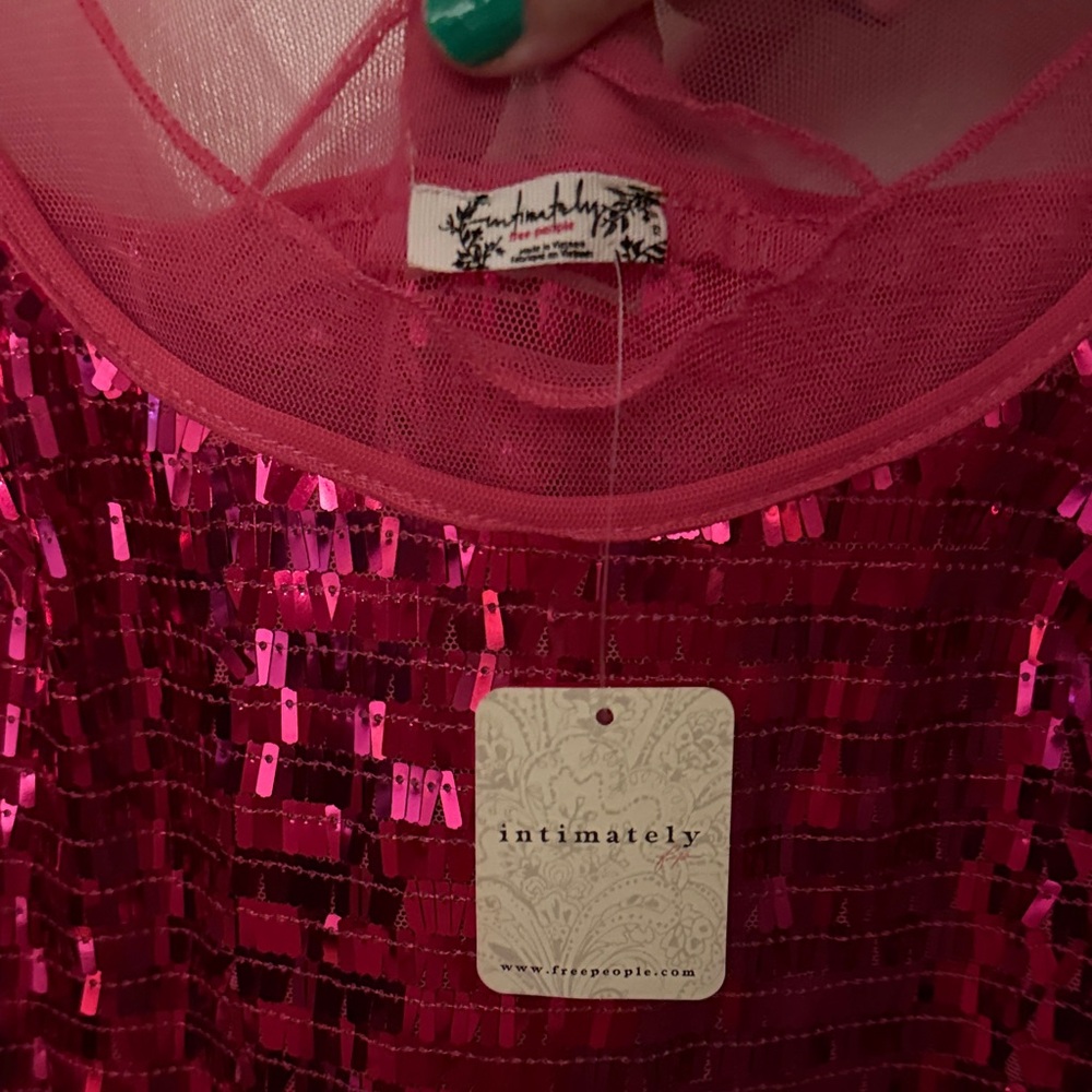 Free People Hot Pink Sequin Mini Dress - Picture 3 of 4